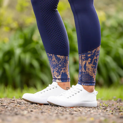 BARE Performance Riding Tights with FULL SEAT silicone grip - Navy & Rose Gold