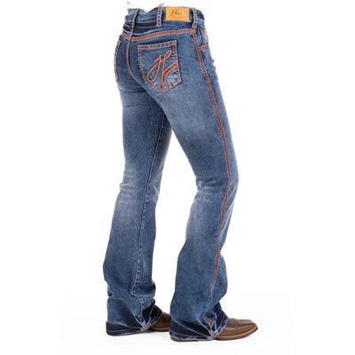 JASPER HIGH RISE COMFORT CUT Boot Cut Jeans, 35 inch Leg. RUST STITCH by Hitchley and Harrow SR2152