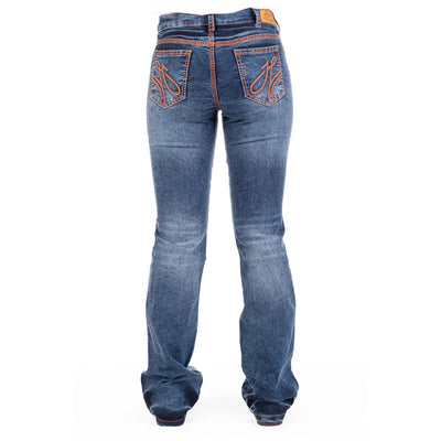 JASPER HIGH RISE COMFORT CUT Boot Cut Jeans, 35 inch Leg. RUST STITCH by Hitchley and Harrow SR2152