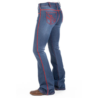 HOT SPRINGS COMFORT CUT HIGH RISE Jeans, 35 inch Leg. RED STITCH by Hitchley and Harrow SR2160