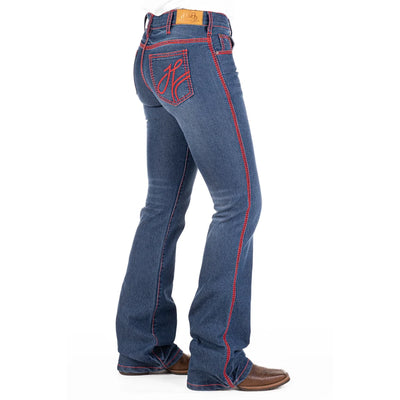 HOT SPRINGS COMFORT CUT HIGH RISE Jeans, 35 inch Leg. RED STITCH by Hitchley and Harrow SR2160