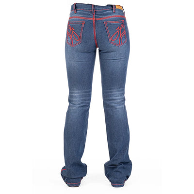 HOT SPRINGS COMFORT CUT HIGH RISE Jeans, 35 inch Leg. RED STITCH by Hitchley and Harrow SR2160