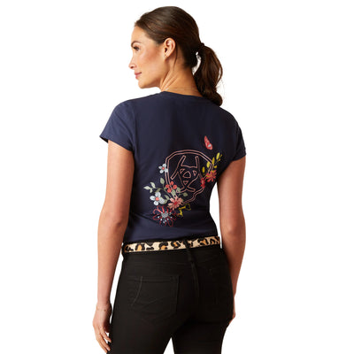 Ariat Womens Pretty Shield Short Sleeve Tee Shirt - Navy Eclipse