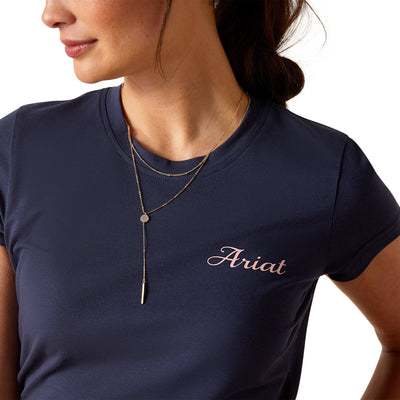 Ariat Womens Pretty Shield Short Sleeve Tee Shirt - Navy Eclipse